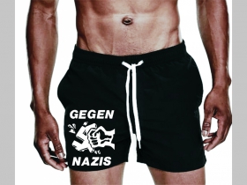 Gegen Nazis - plavky s mot&iacute;vom - plavkov&eacute; p&aacute;nske kraťasy s pohodlnou gumou v p&aacute;se a &scaron;n&uacute;rkou na dotiahnutie vhodn&eacute; aj ako klasick&eacute; kraťasy na voľn&yacute; čas